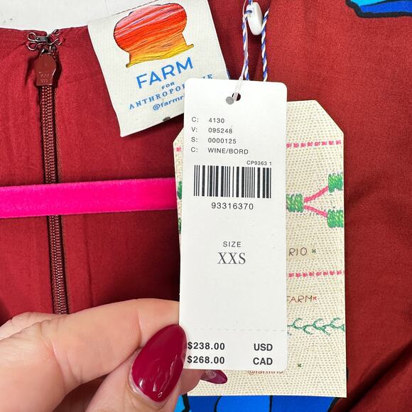 NWT Anthropologie Farm Rio Long Sleeve Floral V Neck Cut Out Midi Dress XXS - Picture 13 of 16